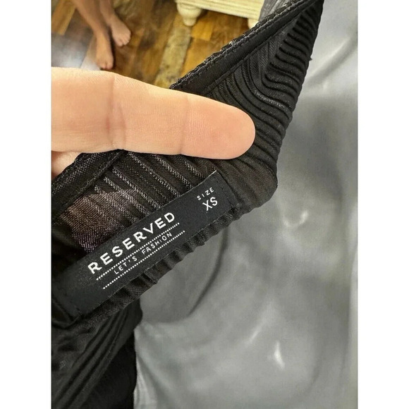 Reserved Let's Fashion Black Pleated Midi Dress Size XS - Picture 5 of 7